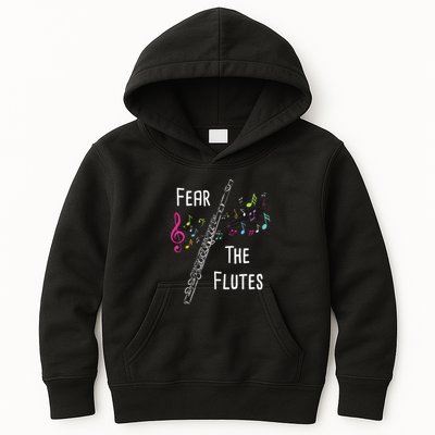 Fear The Flutes Flute Player Flutist Marching Band Music Kids Hoodie