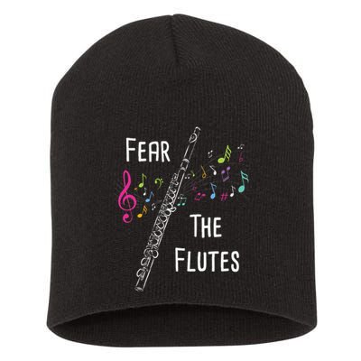 Fear The Flutes Flute Player Flutist Marching Band Music Short Acrylic Beanie