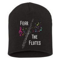 Fear The Flutes Flute Player Flutist Marching Band Music Short Acrylic Beanie