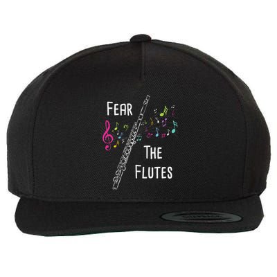 Fear The Flutes Flute Player Flutist Marching Band Music Wool Snapback Cap