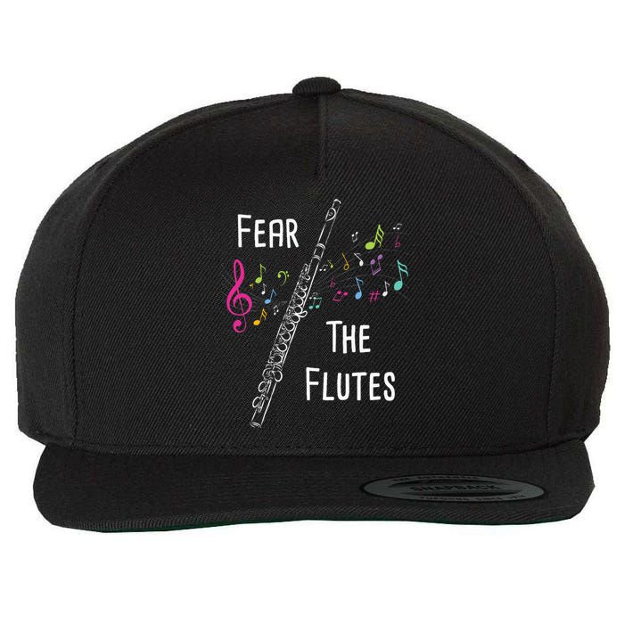 Fear The Flutes Flute Player Flutist Marching Band Music Wool Snapback Cap