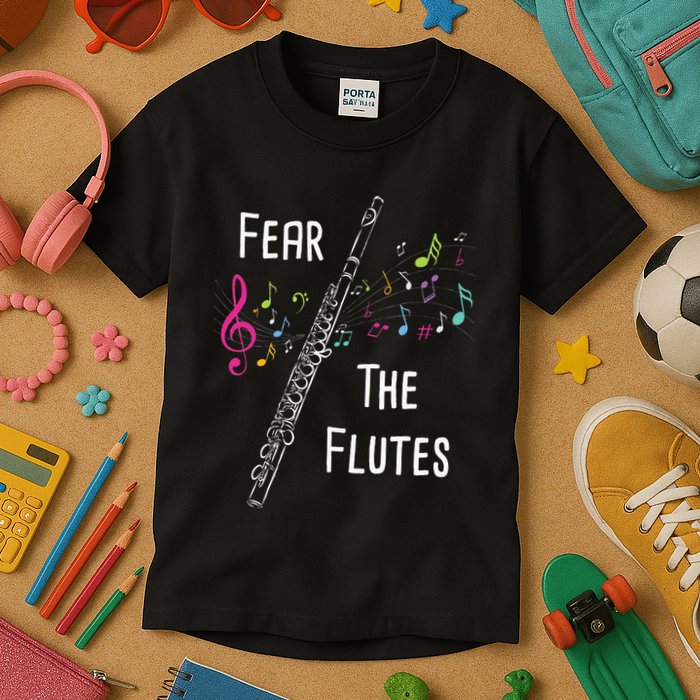 Fear The Flutes Flute Player Flutist Marching Band Music Kids T-Shirt