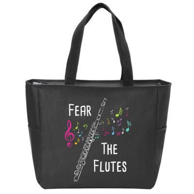 Fear The Flutes Flute Player Flutist Marching Band Music Zip Tote Bag