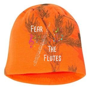 Fear The Flutes Flute Player Flutist Marching Band Music Kati - Camo Knit Beanie