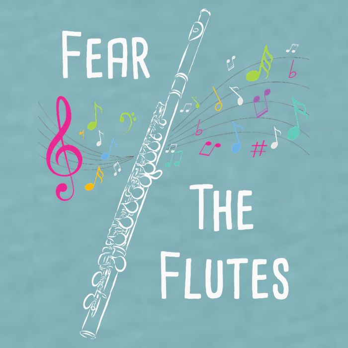 Fear The Flutes Flute Player Flutist Marching Band Music Sueded Cloud Jersey T-Shirt