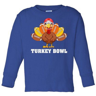 Funny Turkey Football Thanksgiving Turkey Bowl Gift Toddler Long Sleeve Shirt