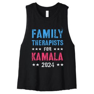 Family Therapists For Kamala 2024 47th Grab Him By Ballot Women's Racerback Cropped Tank