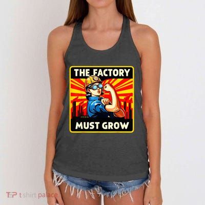 Factorio The Factory Must Grow Women's Knotted Racerback Tank