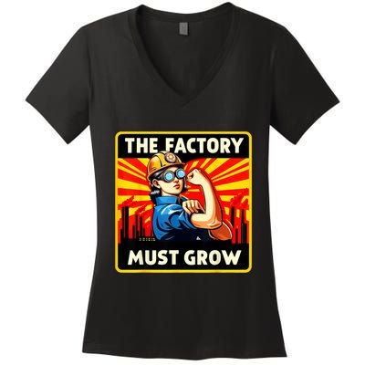 Factorio The Factory Must Grow Women's V-Neck T-Shirt