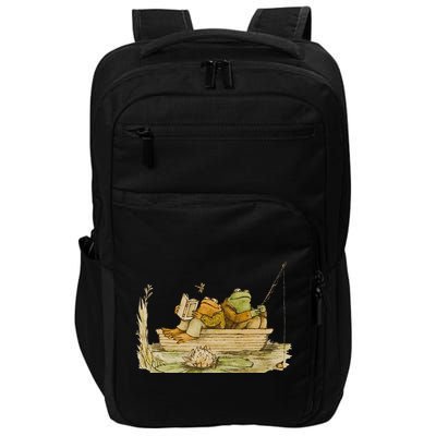 Frog & Toad Fishing Vintage Classic Book Frog Reading Book Impact Tech Backpack
