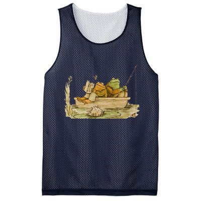 Frog & Toad Fishing Vintage Classic Book Frog Reading Book Mesh Reversible Basketball Jersey Tank