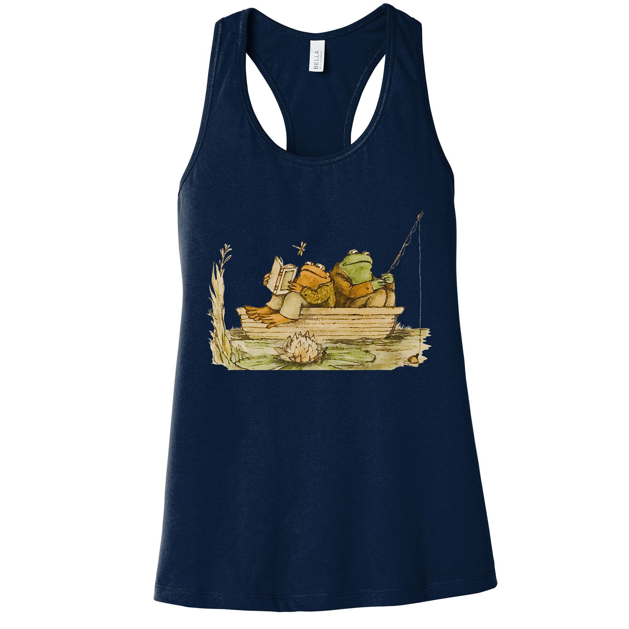 Frog & Toad Fishing Vintage Classic Book Frog Reading Book Womens Tank Top