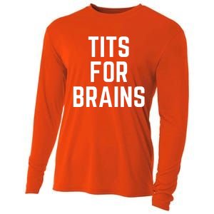 Funny Tits For Brains Sarcasm Saying Feminist Mama Christmas Cooling Performance Long Sleeve Crew