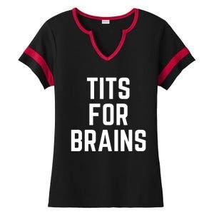 Funny Tits For Brains Sarcasm Saying Feminist Mama Christmas Ladies Halftime Notch Neck Tee