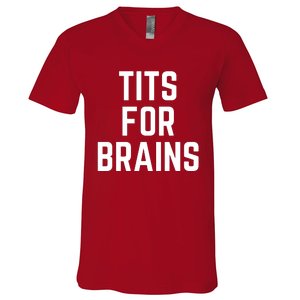 Funny Tits For Brains Sarcasm Saying Feminist Mama Christmas V-Neck T-Shirt