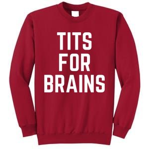 Funny Tits For Brains Sarcasm Saying Feminist Mama Christmas Tall Sweatshirt