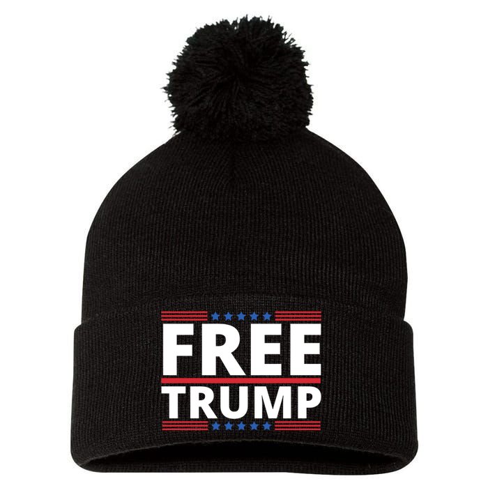 Free Donald Trump Republican Support Pom Pom 12in Knit Beanie