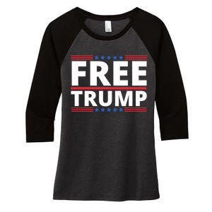 Free Donald Trump Republican Support Women's Tri-Blend 3/4-Sleeve Raglan Shirt