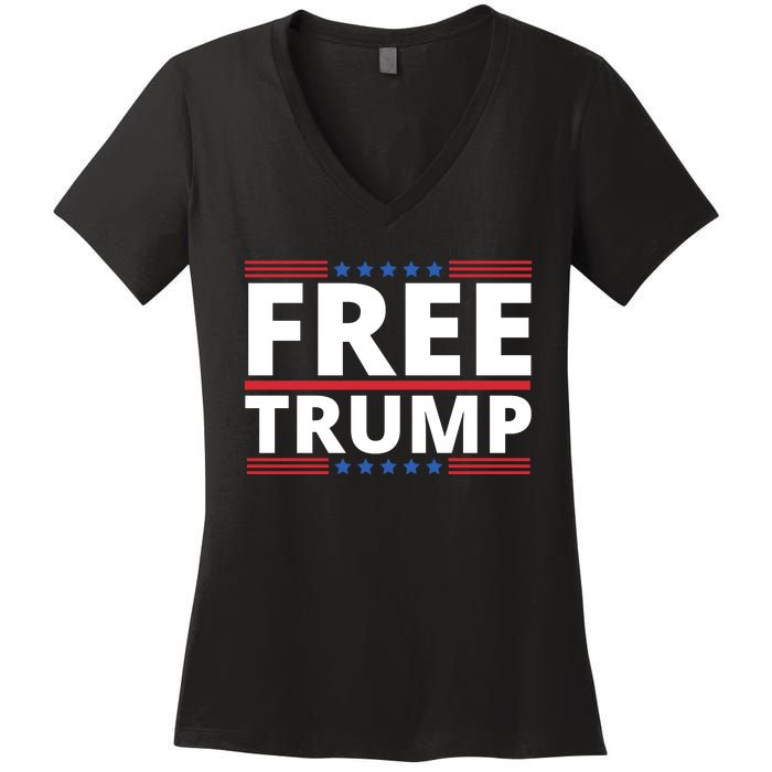 Free Donald Trump Republican Support Women's V-Neck T-Shirt