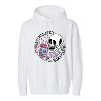 Funny Tee For Wo Saying Overstimulated Moms Club Groovy Garment-Dyed Fleece Hoodie