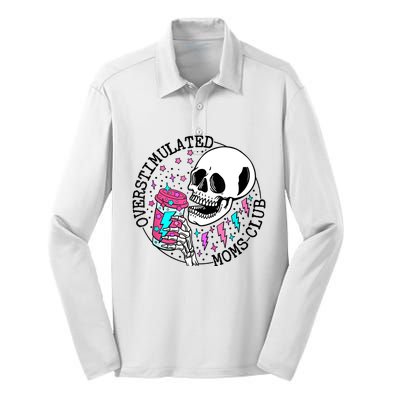 Funny Tee For Wo Saying Overstimulated Moms Club Groovy Silk Touch Performance Long Sleeve Polo