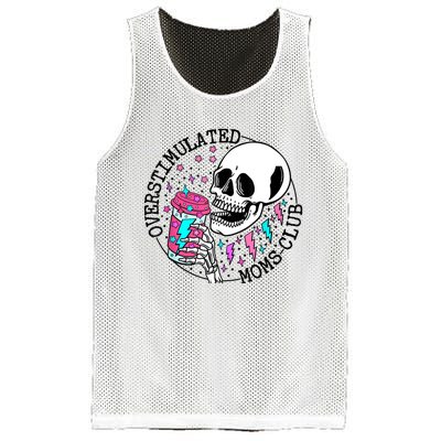 Funny Tee For Wo Saying Overstimulated Moms Club Groovy Mesh Reversible Basketball Jersey Tank