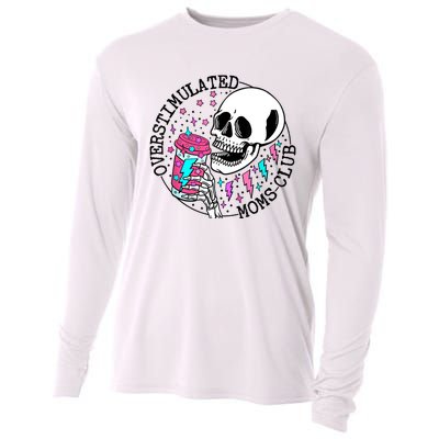 Funny Tee For Wo Saying Overstimulated Moms Club Groovy Cooling Performance Long Sleeve Crew