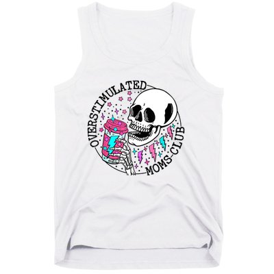 Funny Tee For Wo Saying Overstimulated Moms Club Groovy Tank Top