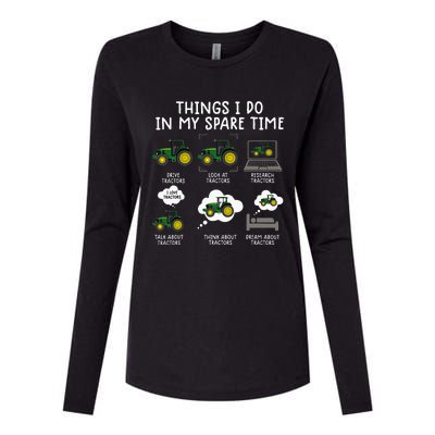 funny tractor farming farmer toddler Womens Cotton Relaxed Long Sleeve T-Shirt