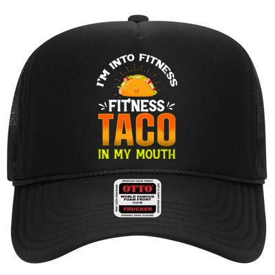 Fitness Taco Fun Quote High Crown Mesh Back Trucker Hat