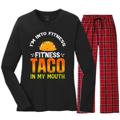 Fitness Taco Fun Quote Women's Long Sleeve Flannel Pajama Set 