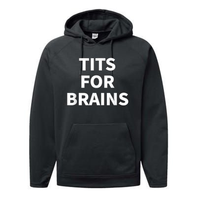 Funny Tits For Brains Sarcasm Saying Feminist Performance Fleece Hoodie