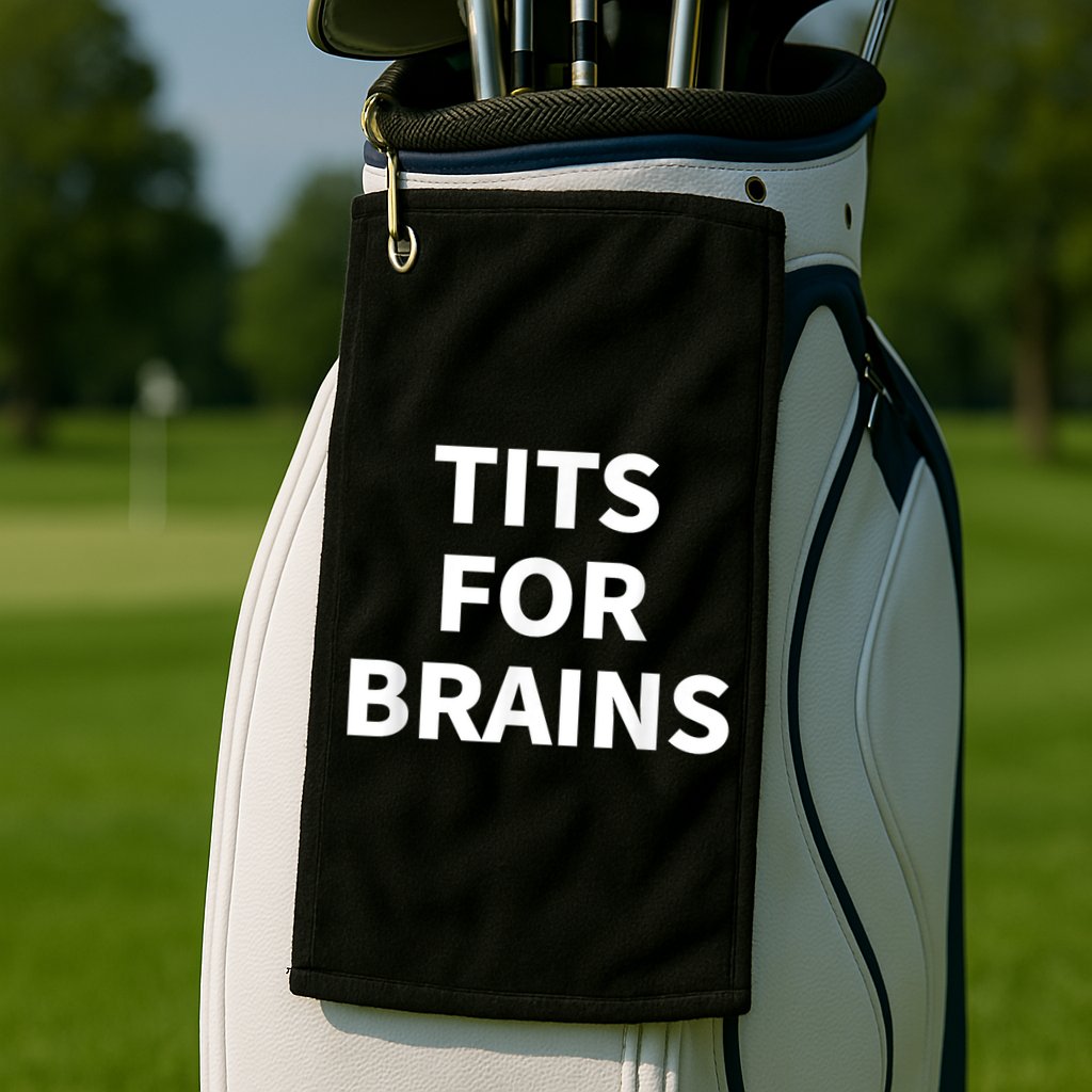 Funny Tits For Brains Sarcasm Saying Feminist Golf Towel
