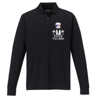 Free Trump Free Donald Trump 2024 Performance Long Sleeve Polo