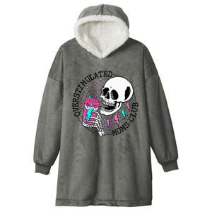 Funny Tee For  Saying Overstimulated Moms Club Groovy Hooded Wearable Blanket