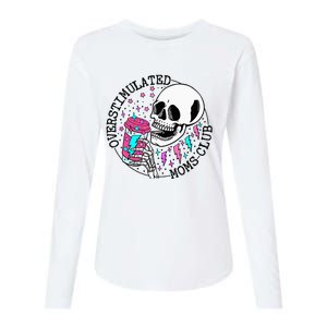 Funny Tee For  Saying Overstimulated Moms Club Groovy Womens Cotton Relaxed Long Sleeve T-Shirt