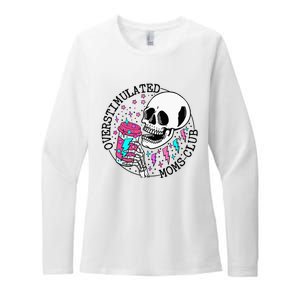 Funny Tee For  Saying Overstimulated Moms Club Groovy Womens CVC Long Sleeve Shirt