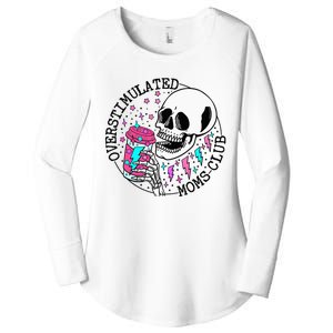 Funny Tee For  Saying Overstimulated Moms Club Groovy Women's Perfect Tri Tunic Long Sleeve Shirt