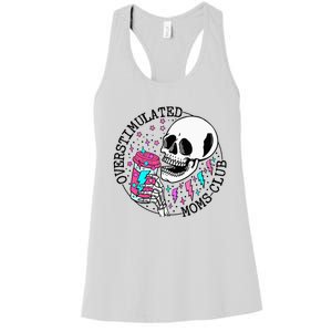 Funny Tee For  Saying Overstimulated Moms Club Groovy Women's Racerback Tank