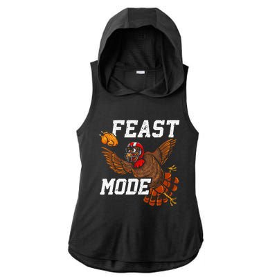 Football Thanksgiving Feast Mode Turkey Thanksgiving Ladies PosiCharge Tri-Blend Wicking Draft Hoodie Tank