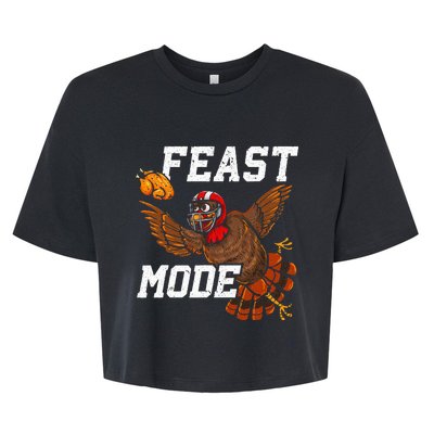 Football Thanksgiving Feast Mode Turkey Thanksgiving Bella+Canvas Jersey Crop Tee