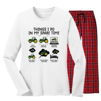 Funny Tractor Farming For Kids Farmer Women's Long Sleeve Flannel Pajama Set 