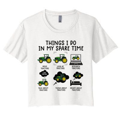 Funny Tractor Farming For Kids Farmer Women's Crop Top Tee