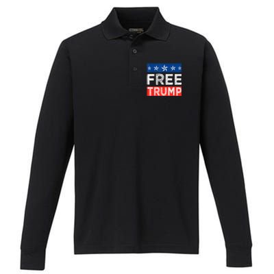 Free Trump, Free Donald Trump 2024 Performance Long Sleeve Polo