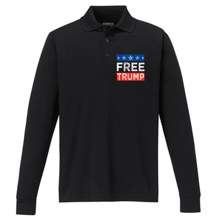 Free Trump, Free Donald Trump 2024 Performance Long Sleeve Polo