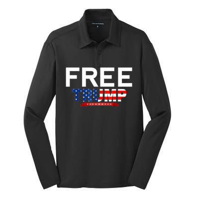 Free Trump, Free Donald Trump 2024 Silk Touch Performance Long Sleeve Polo