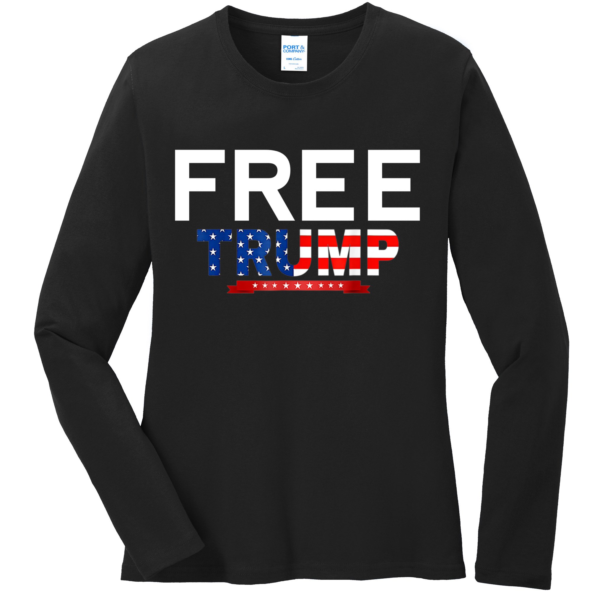 Free Trump, Free Donald Trump 2024 Ladies Long Sleeve Shirt