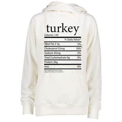 Funny Turkey Family Thanksgiving Nutrition Facts Food  Womens Funnel Neck Pullover Hood