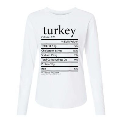 Funny Turkey Family Thanksgiving Nutrition Facts Food  Womens Cotton Relaxed Long Sleeve T-Shirt