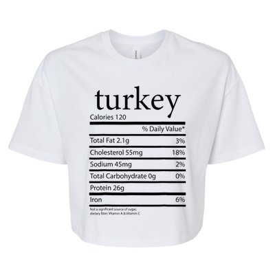 Funny Turkey Family Thanksgiving Nutrition Facts Food  Bella+Canvas Jersey Crop Tee